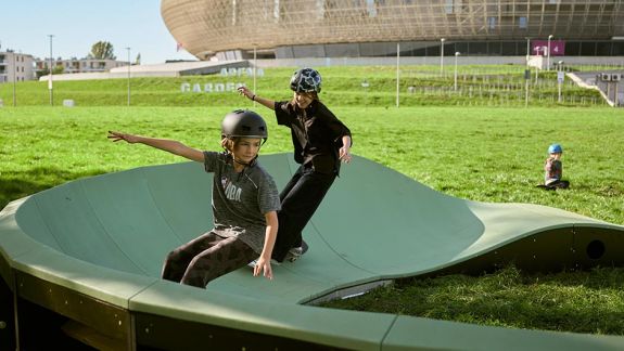 Pumptrack naast Tauron Arena Krakau 